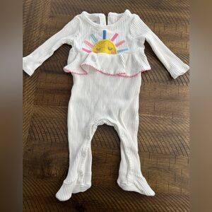 Mud Pie White Baby Romper with Colorful Sunburst